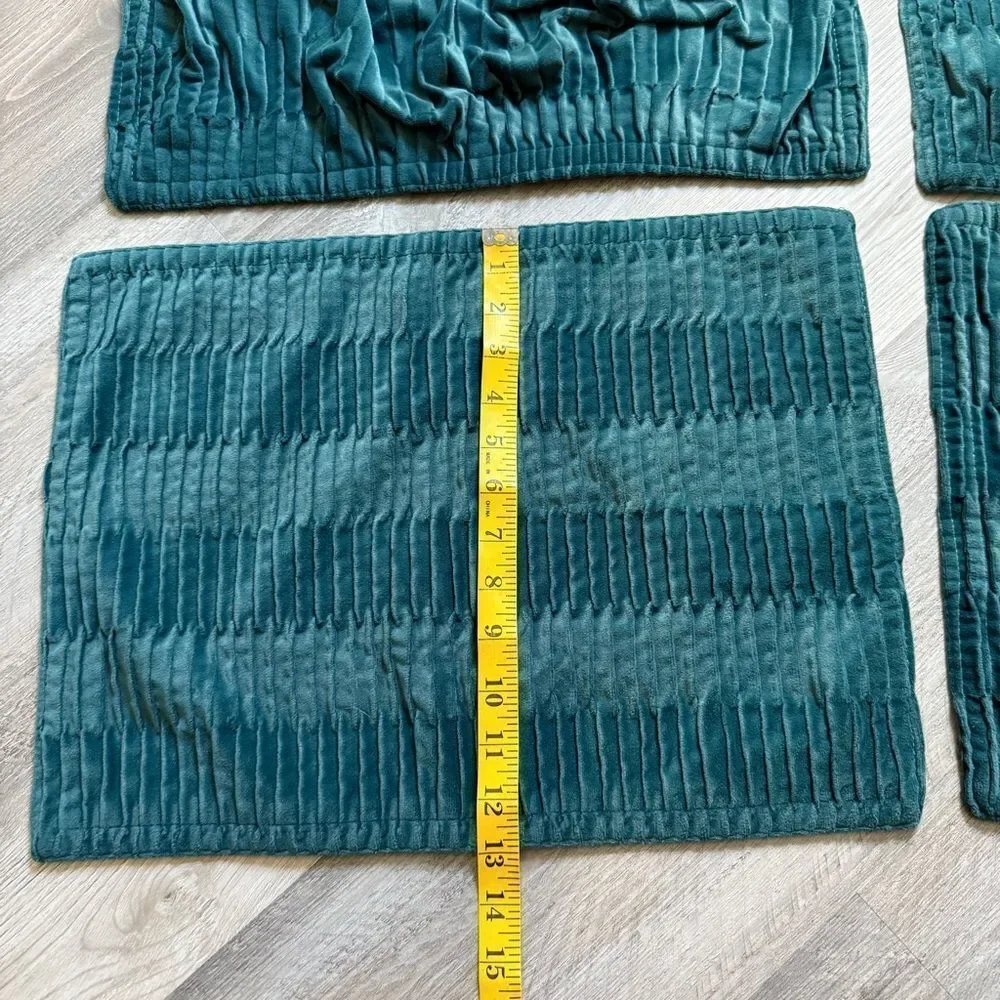 Pleated Velvet Placemats Teal Green Set Of 4 Dining Room Accents